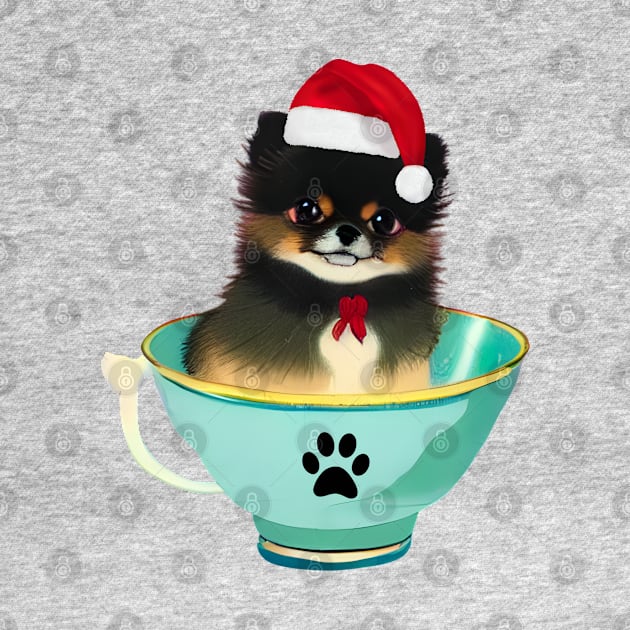 Christmas Dog Teacup Pomeranian Puppy Youre My Cup of Japanese Tea Xmas Animals by Mochabonk